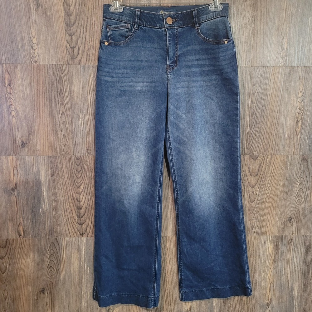 Democracy Ab Solution Wide-Leg Jeans 6 x 30 Mid Rise Medium Wash Elastic Waist